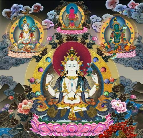 观世音菩萨手持莲花向我走来